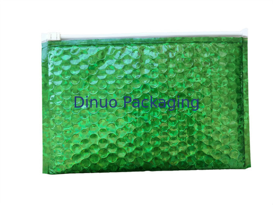 Bolsos de burbuja impermeables de la cremallera/anuncios publicitarios 300x250m m Ziplock olográficos brillantes metálicos de la burbuja de la hoja del verde